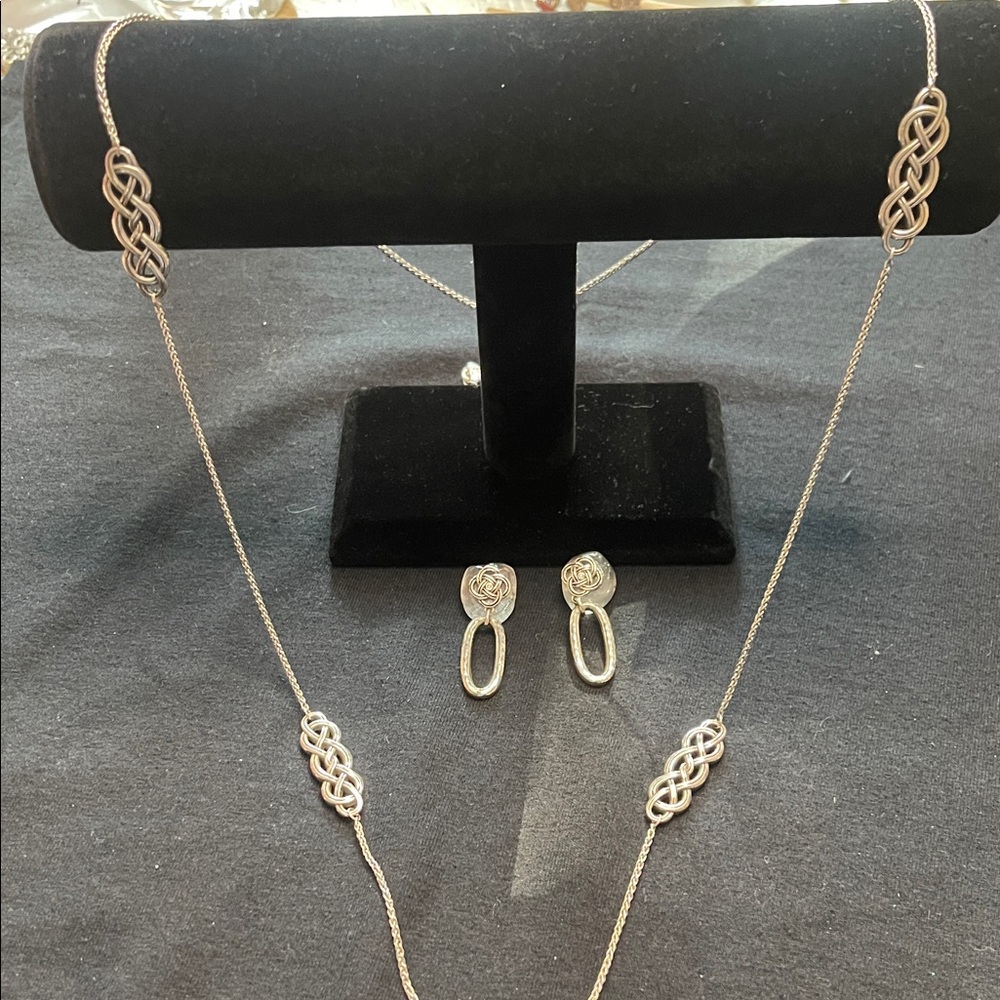 Brighton Silver Interlok Necklace and Earrings